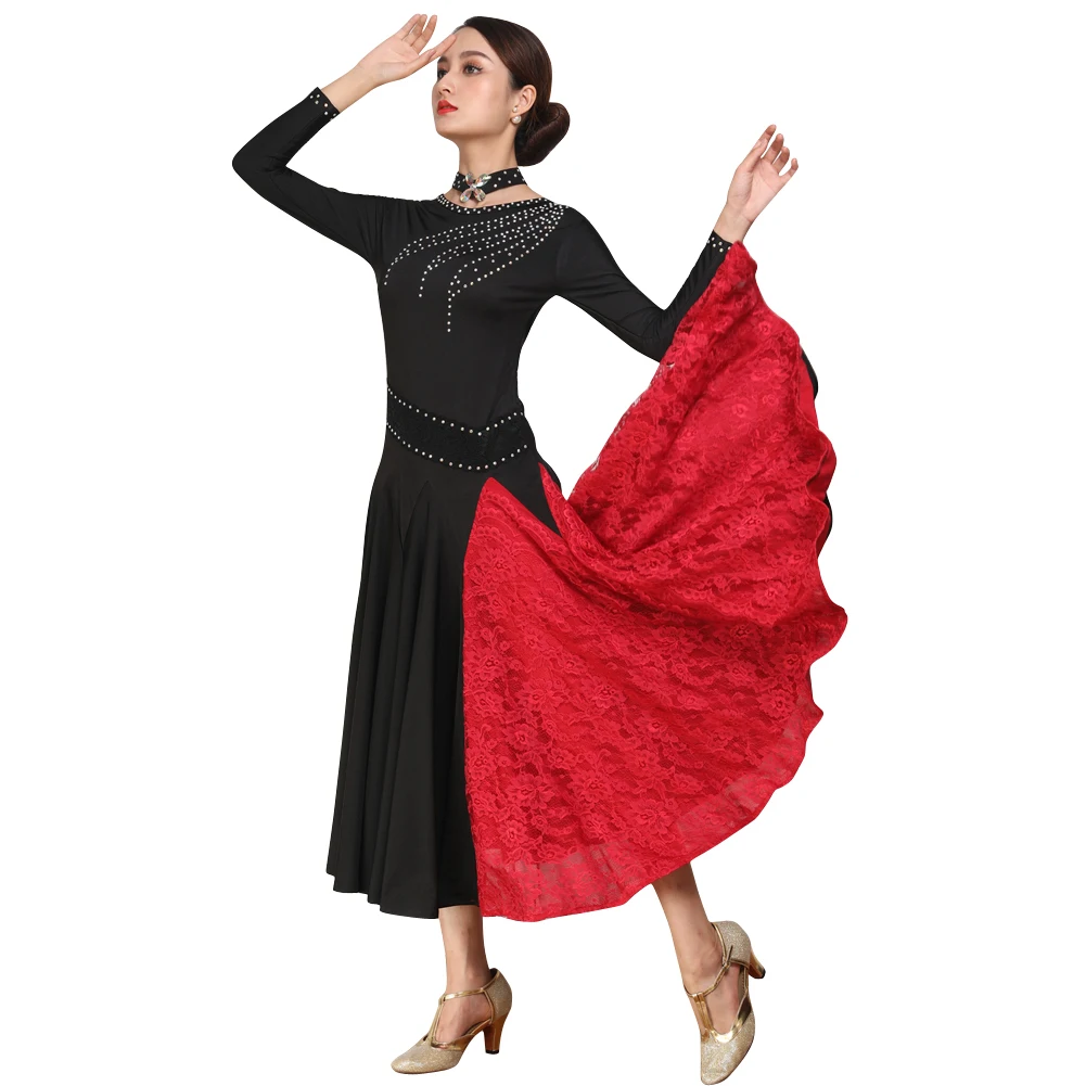 Abiti da ballo da sala per le donne Costume da spettacolo teatrale di alta qualità pratica indossare abiti da Flamenco floreali abbigliamento da ballo esotico