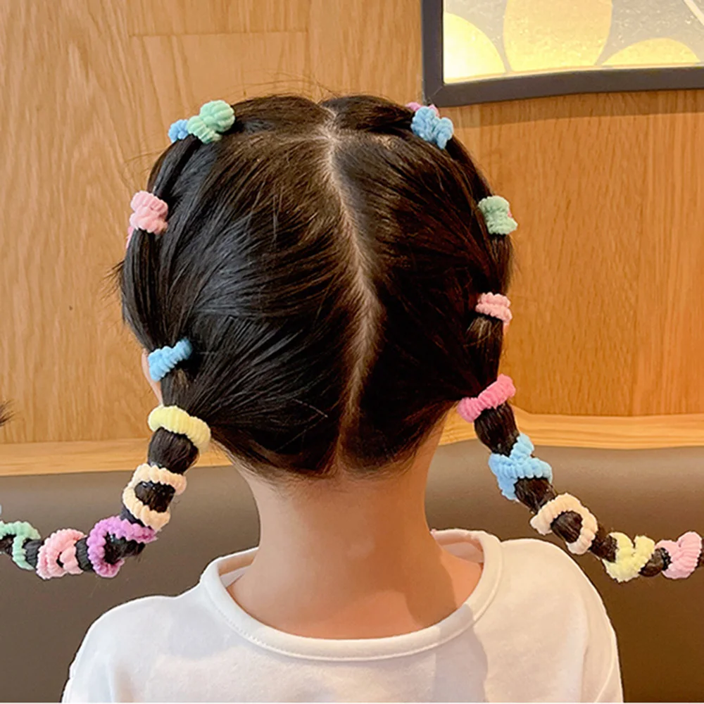 100 Pcs/pack Multicolor High Elasticity Hair Ties Girls Mini Hair Rings Hair Accessories Rubber Band Headwear For Kids