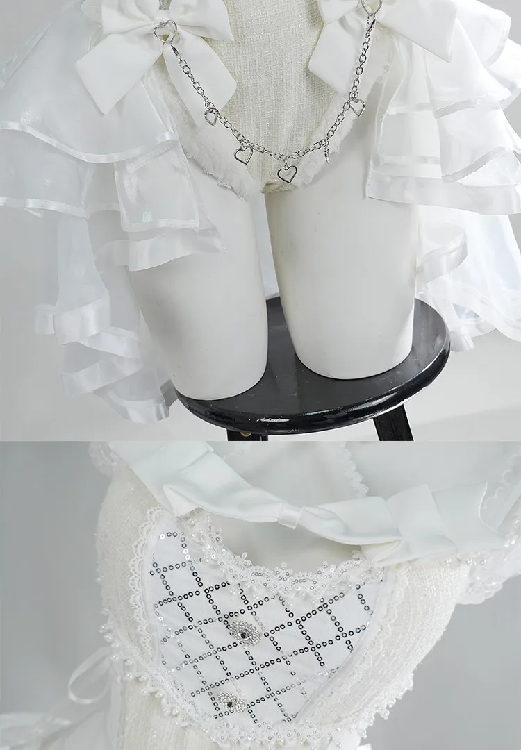 Malymoon Original Tweed Tulle Bunny Cosplay Costume Cute Japanese Style Bunny Girl Full Set Women Sexy Elegant Dress Suit HCos view 5
