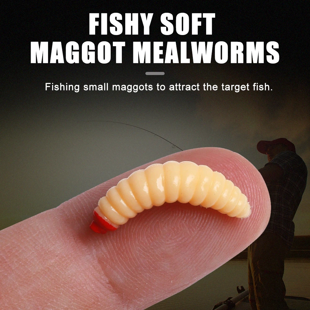 250 Stück Weiche Maden-Köder-Set 2,4cm 0,4g Lebensechte Wurm-Silikonköder für Forelle Barsch Bass Brotwurm Angeln Pesca Kit