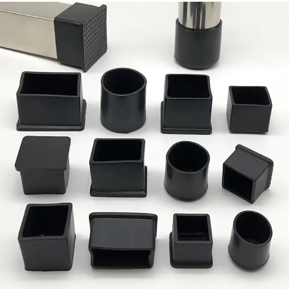 4/8/20 Pcs Black PVC Soft Plastic Anti Slip Table And Chair Silent Foot Square 16mm-100mm Rectangular 15mm x30mm-50mmx100mm