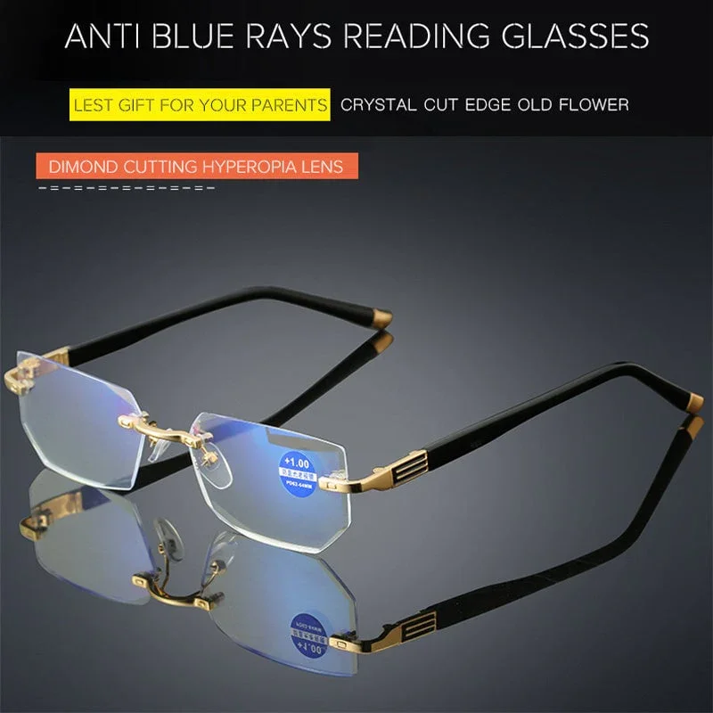 Presbyopic Glasses Color Glint Sapphire High Hardness Anti-Blue Progressive Far And Near Light Bifocal High Reading Glasses