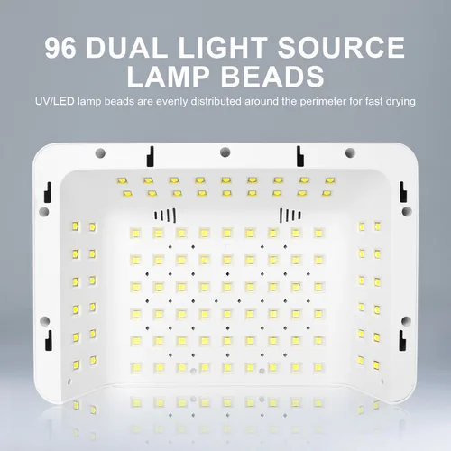 Imagen 2 del producto Lámpara de uñas UV de 96 LED de alta potencia, secador de esmalte de uñas de Gel profesional, 4 ajustes de temporizador con reposabrazos de manos, almohada, herramienta de luz para uñas