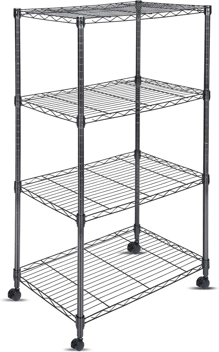 

4-Tier Adjustable Wire Shelving Unit with Wheels, 400 lbs per Shelf, 1600 lbs Total Capacity for Laundry Kitchen Garage Storage