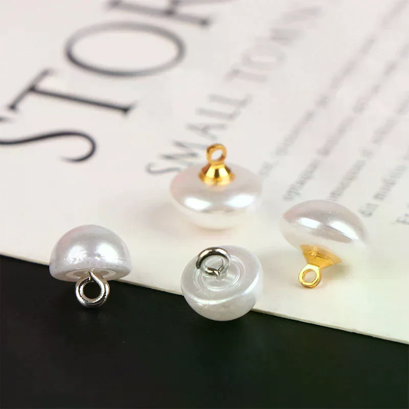 10pc Mushroom Faux 10mm/12mm Mushroom Faux Plastic s Shirt Semicircle Pearl Buttons Shank Button for Clothing Decorative Mini