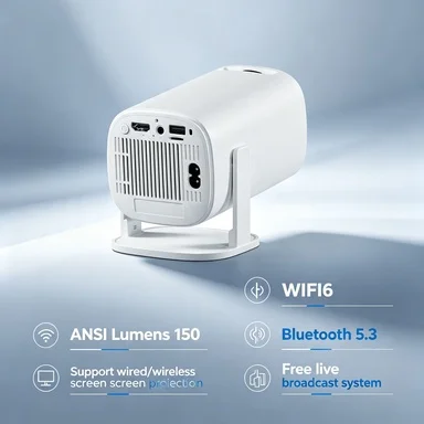 2026 Mini Projector 1080P Portable Home Theater Projector Wireless Screen Mirroring Bluetooth 5.3 Support Smartphone Casting
