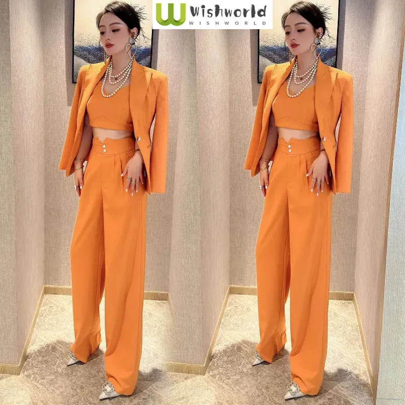 

Temperament Fashion Casual Women's Set Korean Edition Western Fashionable Suit Wide Leg Pants Slimming Two Piece Set