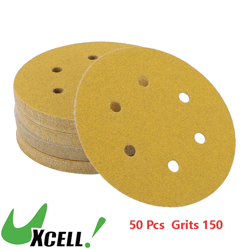 

UXCELL 6 Inch 6 Hole Sanding Pad 50 PCS Sanding Discs 150 Grits Sheet Polishing Sandpaper Round Hook and Loop Sander Plate