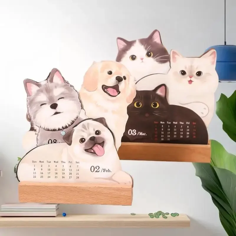 2026 bonito gato cão série mesa calendário planejador agenda anual organizador notas de memorando para escritório em casa escola agendador diário