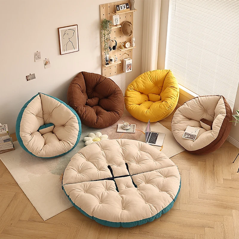 Tatami Cushion Backrest Integrated Floor Stool Thickened Futon Lazy Sofa and Carpet Cushion Bedroom Floor Cushion Chair