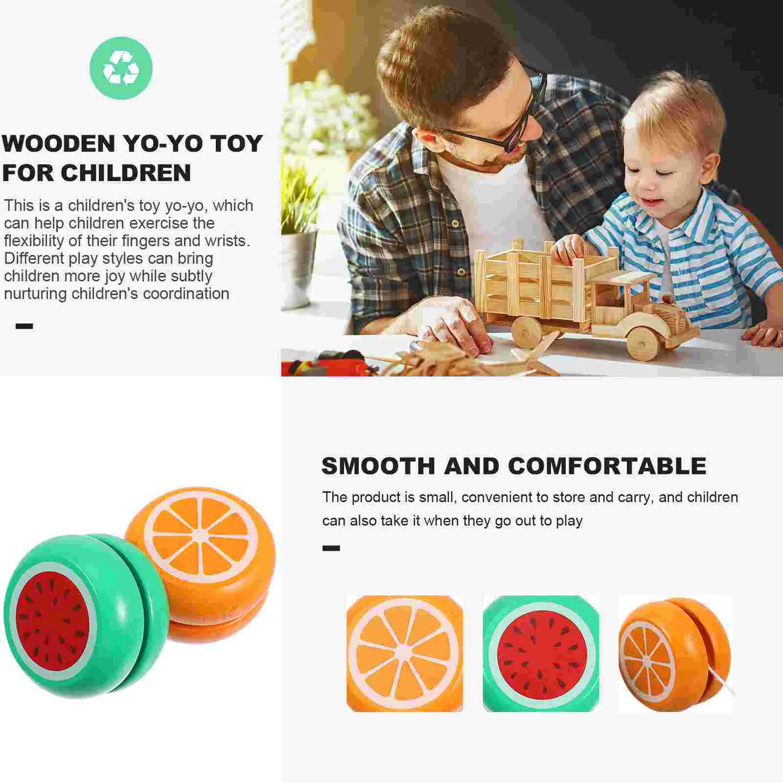 2 Pcs Wooden Yo-yo Lovely Balls Yoyo Toys Finger Kids Colorful Creative Playthings