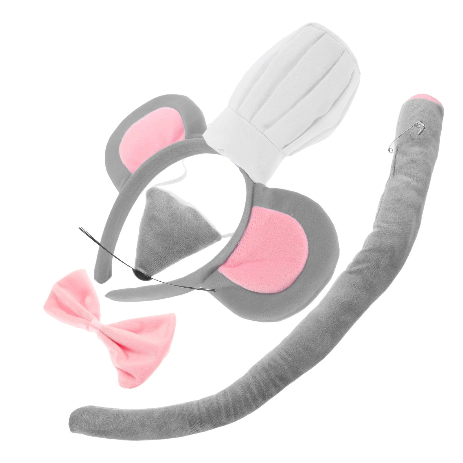 

Mouse Costume Set Ears Headband Birthday Party Favors Animal Hairband Cosplay Headwear Bow Tie Tail Design Comfortable
