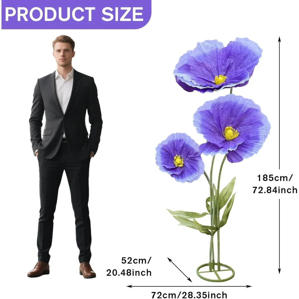 Украшение из гигантских искусственных цветов-Огромные цветы для свадьбы, домашнего и наружного декора, 3 шт. Реалистичные искусственные цветы для дома, офиса