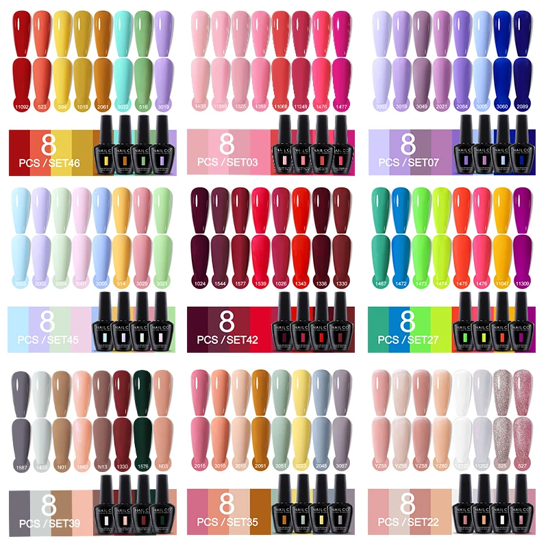 

Arte Clavo 8pcs Gel Nail Polish Set Colorful Semi Permanent Soak Off UV LED Gel Polish DIY Nail Art Varnish Design Manicure Kits
