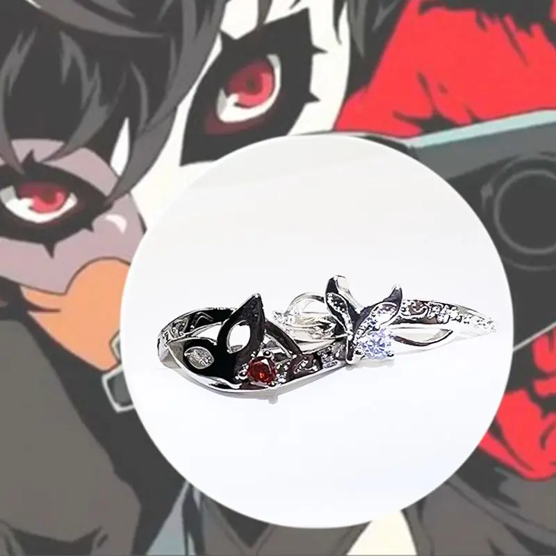 

Akechi Goro Cosplay Persona Character Ring for Women Party Fashion Trend Black Metal Accesorios The Phantoms Accessories Gift