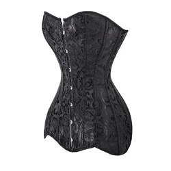 Slimming Femme Corset Long Torso Sexy Clothing Black White Korset Overbust Waist Slimming Floral Bustier Women Plus Size Gorset