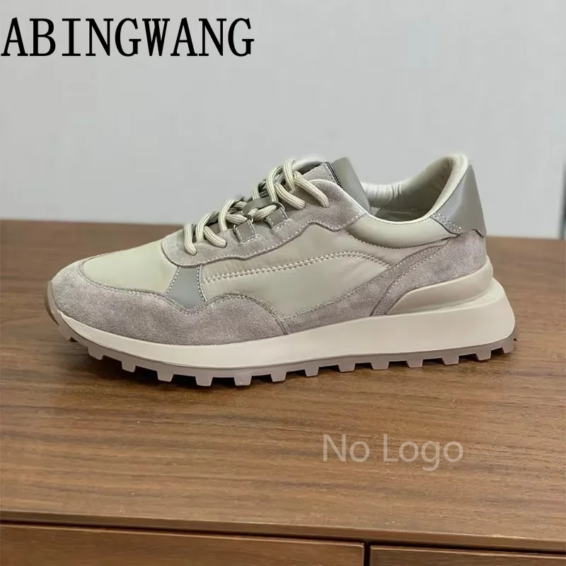 2026 Spring Autumn New Suede Patchwork Flats Sneakers Lace Up Round Toe Thick Sole Walking Shoes Casual Shoes Women Mujer