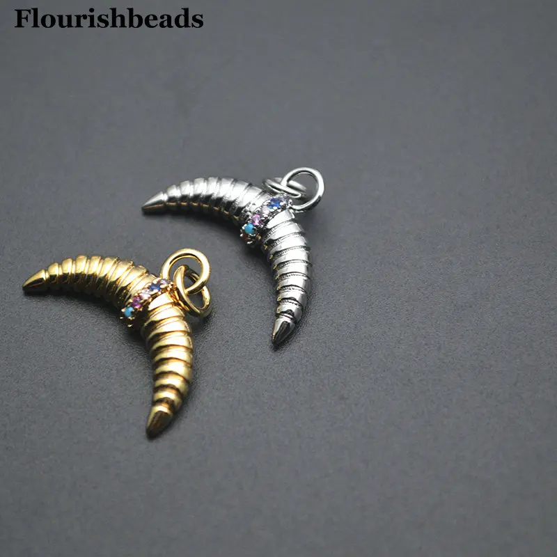 

10 шт., высокое качество, металлическое латунное ожерелье с подвеской в форме лунного рога, браслет, подвески