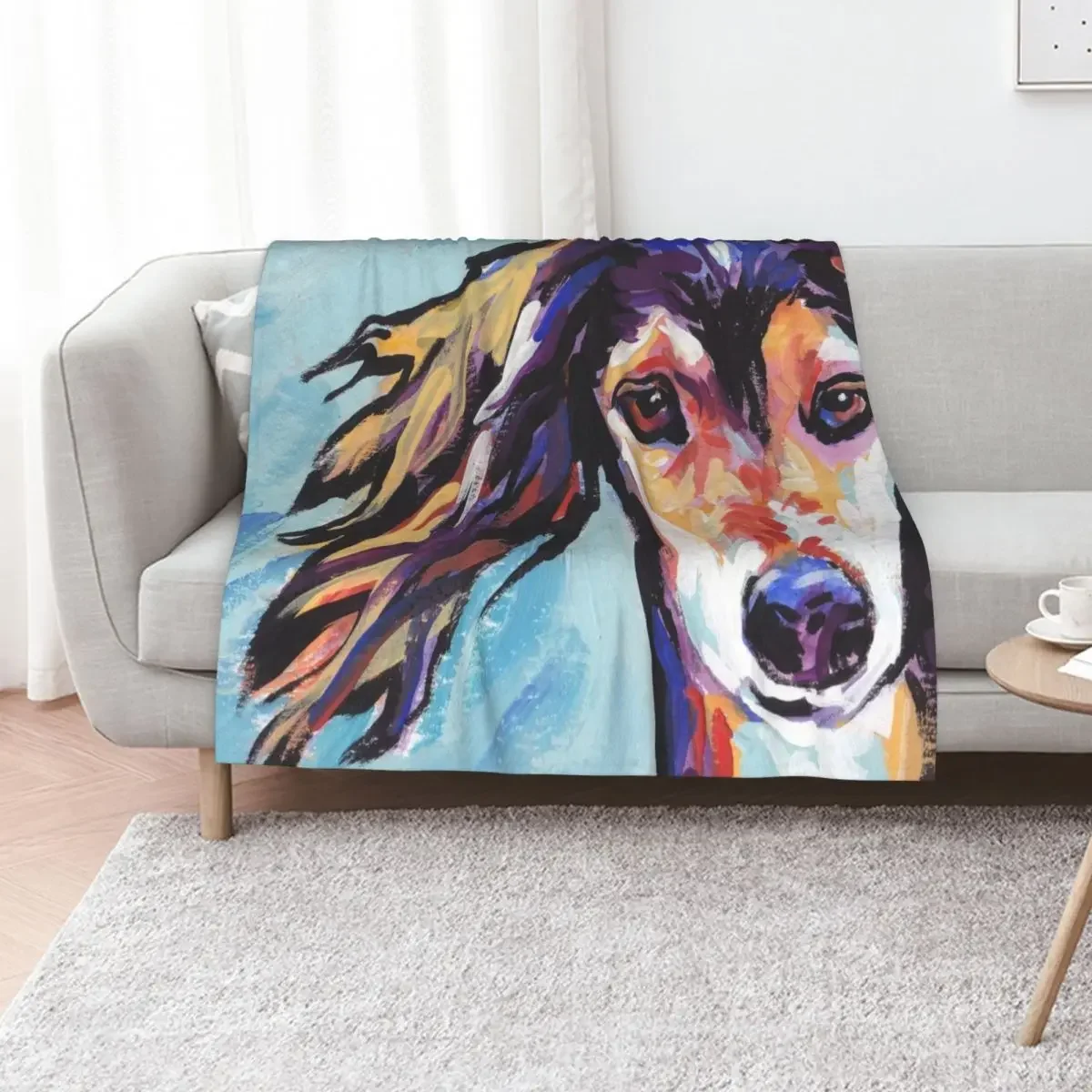 

Saluki Hound Bright colorful pop dog art Throw Blanket warm winter manga Heavy Soft Plush Plaid Blankets