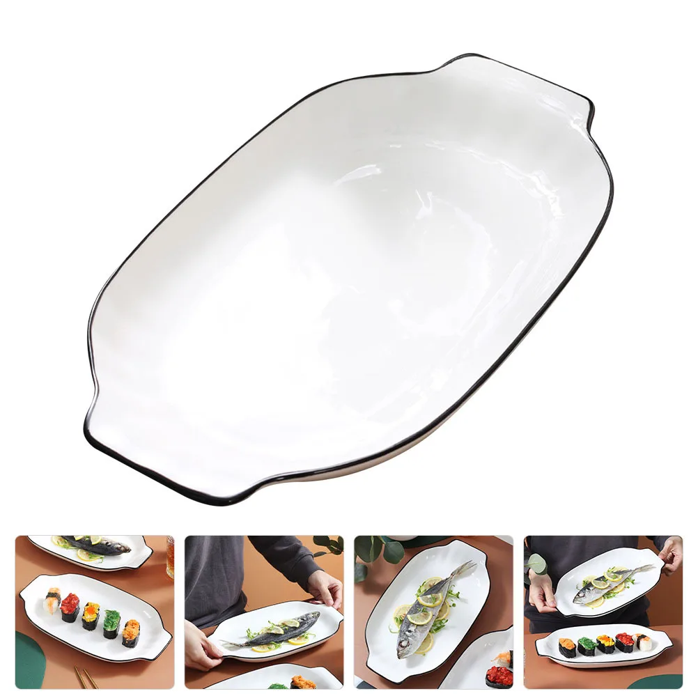 

Ceramic Deep Pie Pan Double Handle Bright Color Oven Safe Household Bakeware for Pies Lasagna Roasting