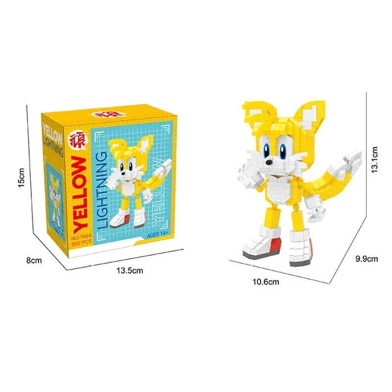 Cartoon Movie Anime Periphery Building Blocks Toy Games Anime Figure Sonic Puzzle Assembly Hedgehog Toy Bricks Christmas Gifts