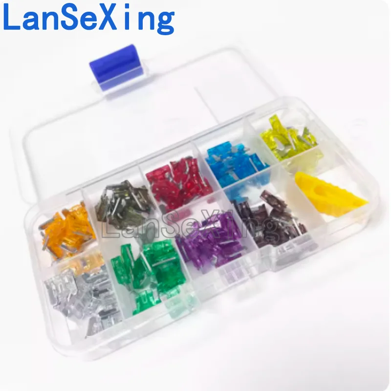 90 9-amp 5A-40A automotive safety plug-in mini fuse boxes with clips for installation