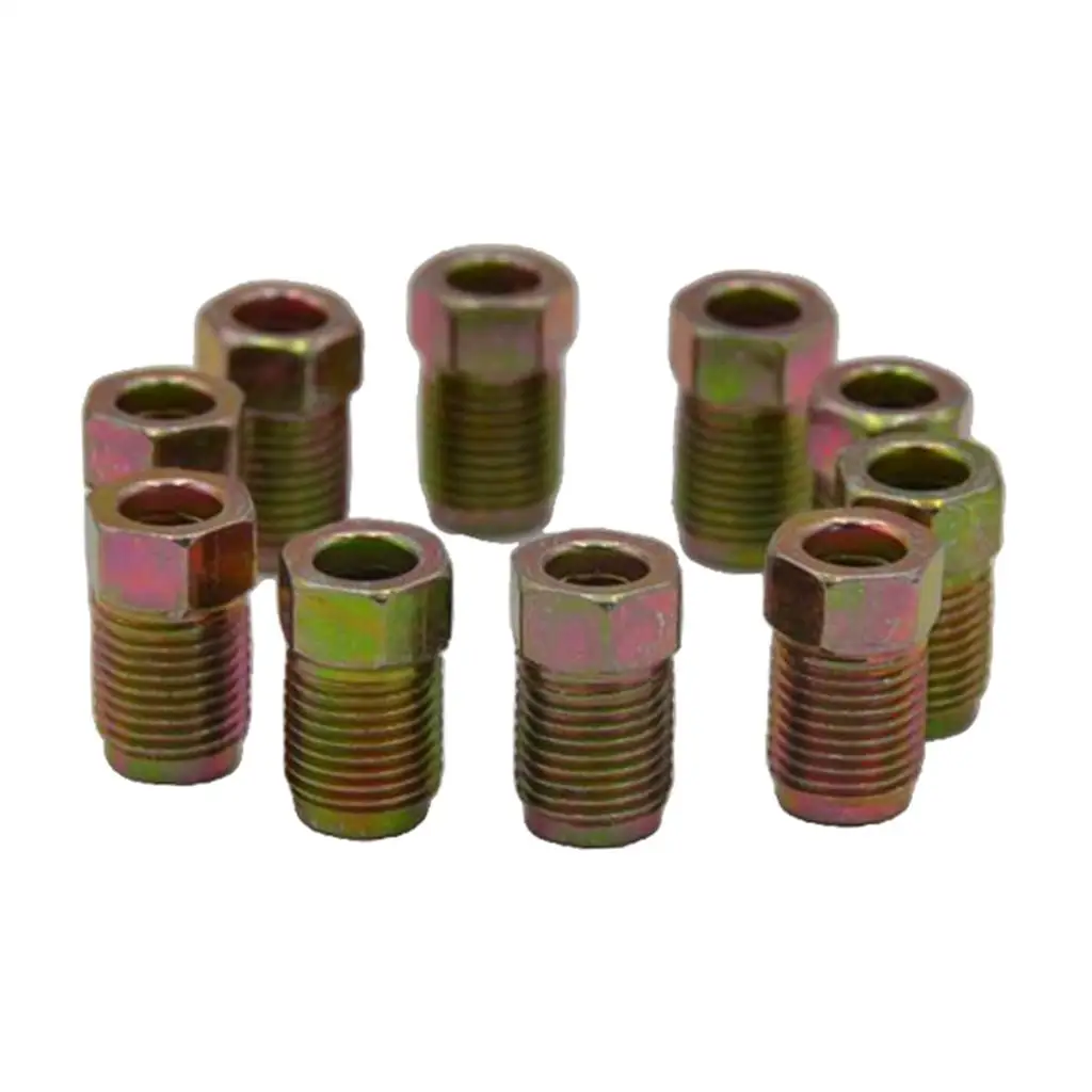 10Pcs Short Hollow Male Brake Pipe Screw Durable Nuts for Braking Steel Tube