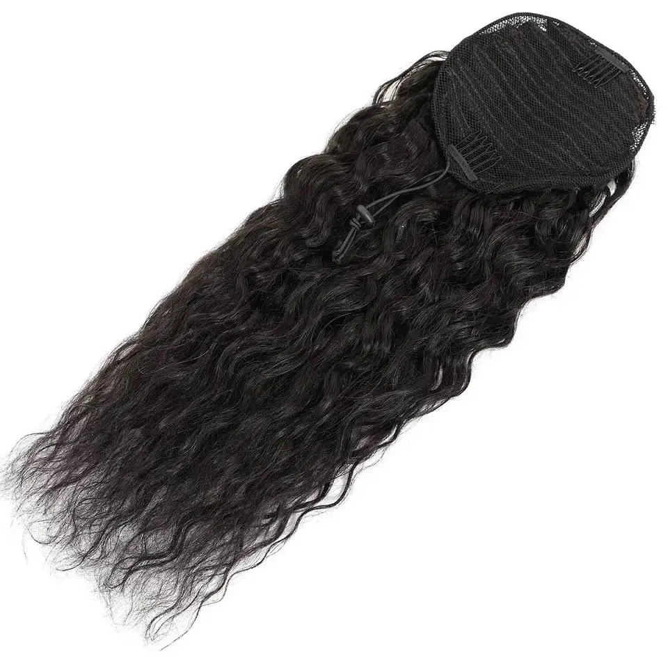 Water Wave Drawstring Ponytail Extension, Human Hair, Curly, Brazilian Virgin, 8-26 Inch