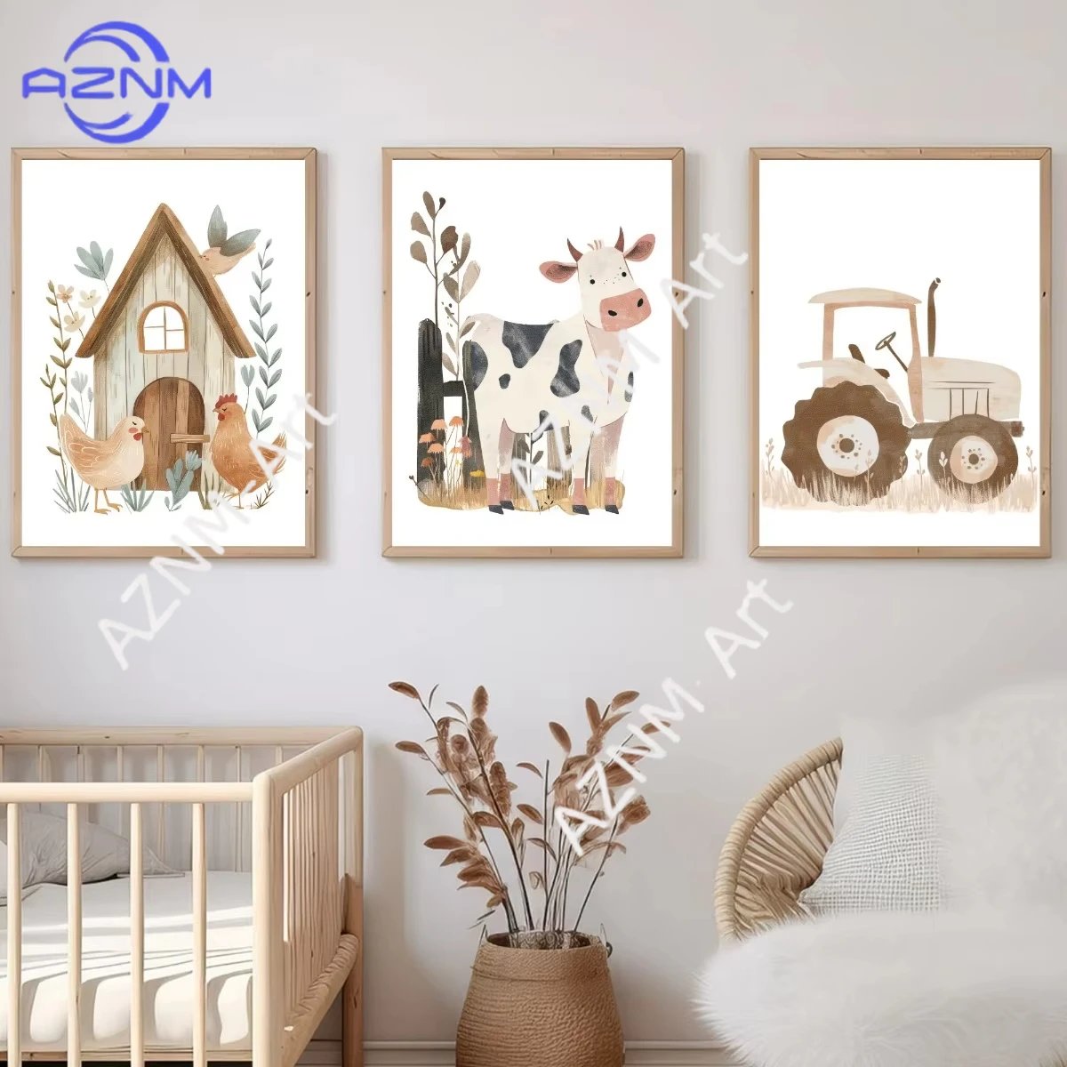 1 Stück/3 Stück Fantasievolle Hasen-Blumen-Leinwanddrucke, Niedliche Häschen-Schmetterling-Kunstdrucke für Wohnzimmer, Kinderzimmer, Wandkunst, Heimdekoration