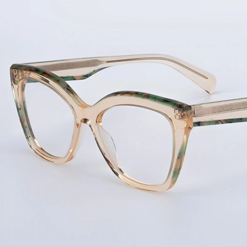 

New style color blocking thick acetate eyeglasses frame personalized, fashion high-end niche design glasses