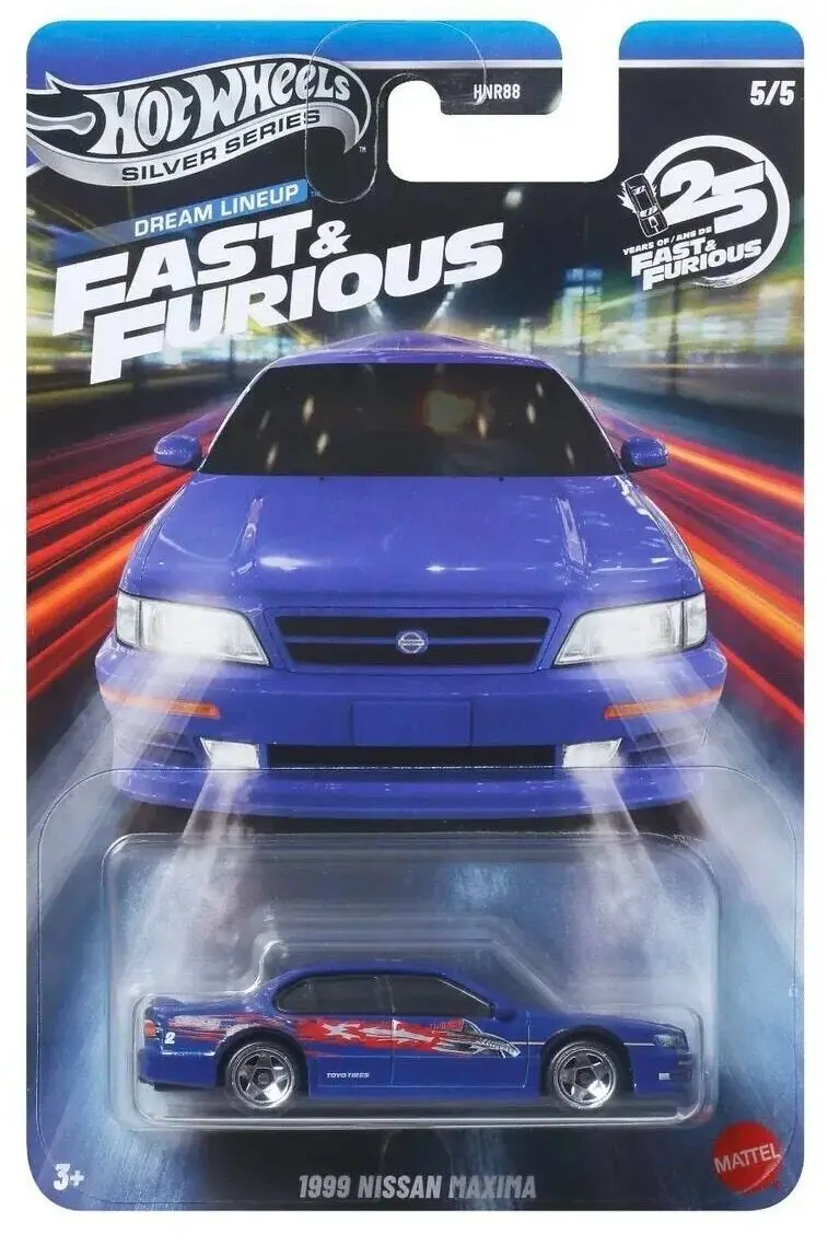 

Машинки Hot Wheels FAST & FURIOUS 1999 Nissan Maxima, масштаб 1/64, металлические литые игрушечные модели HNR88