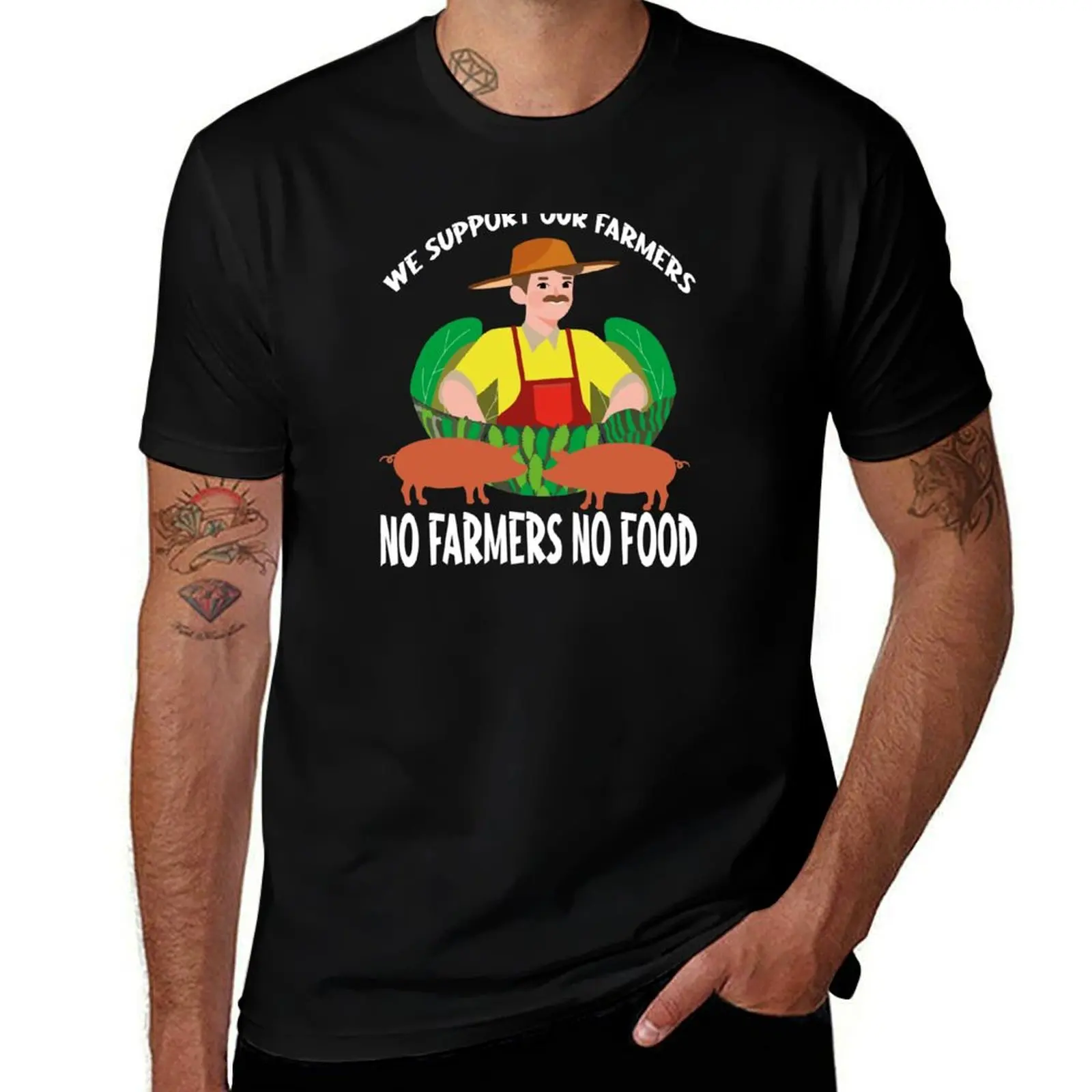 

We Support Our Farmers, no farmers no food-Artwork in support for farmers T-Shirt funny t shirts cotton T-Shirt