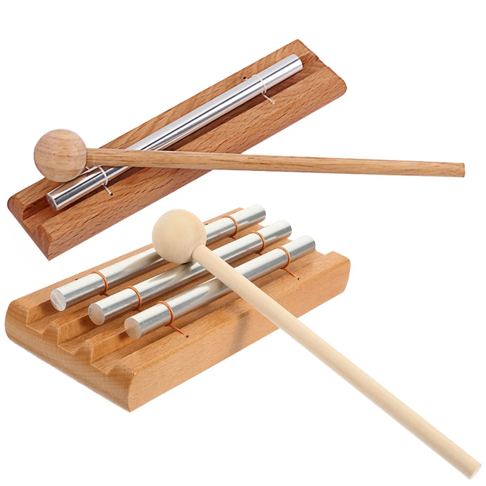 

2 Pcs Orff Instrument Wind Chime Instruments Bell Mallets Percussion Puzzle Hand Wood Musical