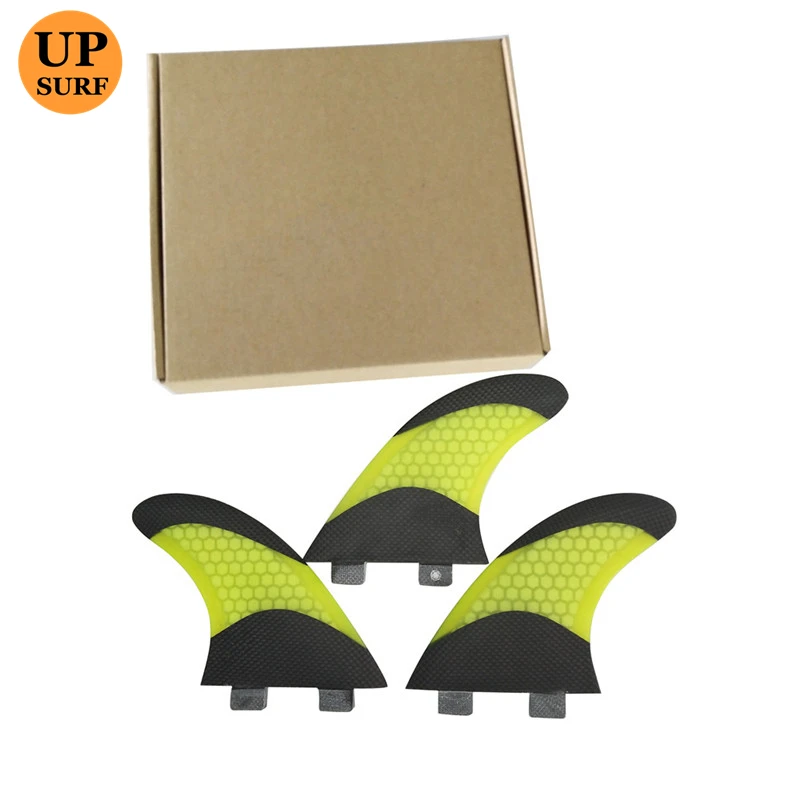 

Surfboard UPSURF FCS G7 Yellow Color Honeycomb Tail Fiberglass High Quality Surf Fins Tri-fin Set Sup Accessories