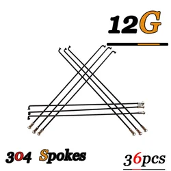 36 Pcs 12G(2.55mm)110/136/176/200/218/223/225MM Nut Tip 304 Stainless Steel, Bicycle Spokes, E-Bike Parts