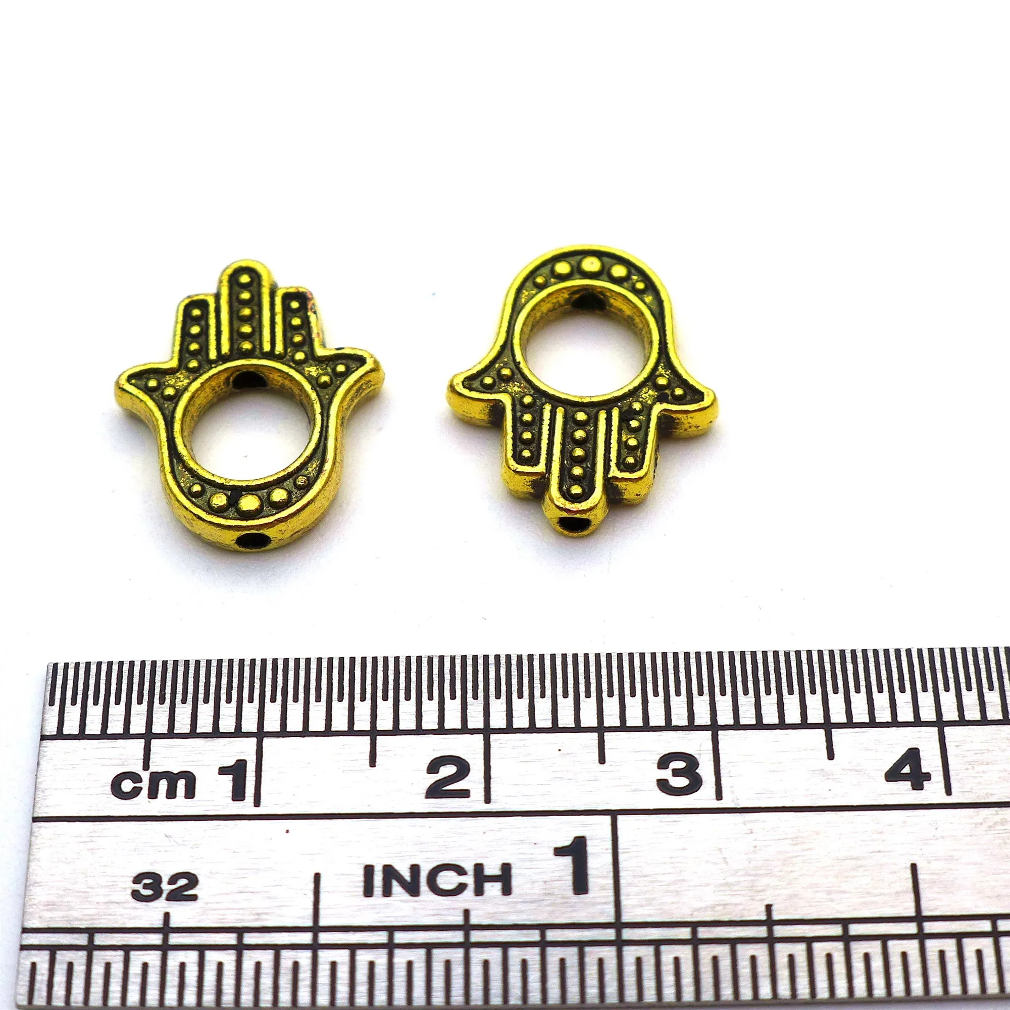 100 pcs 15x8MM Zinc Alloy Antique Gold Palm Charm Beads Jewelry Earrings for Women Bracelets Devil's Eye DIY Free Shipping