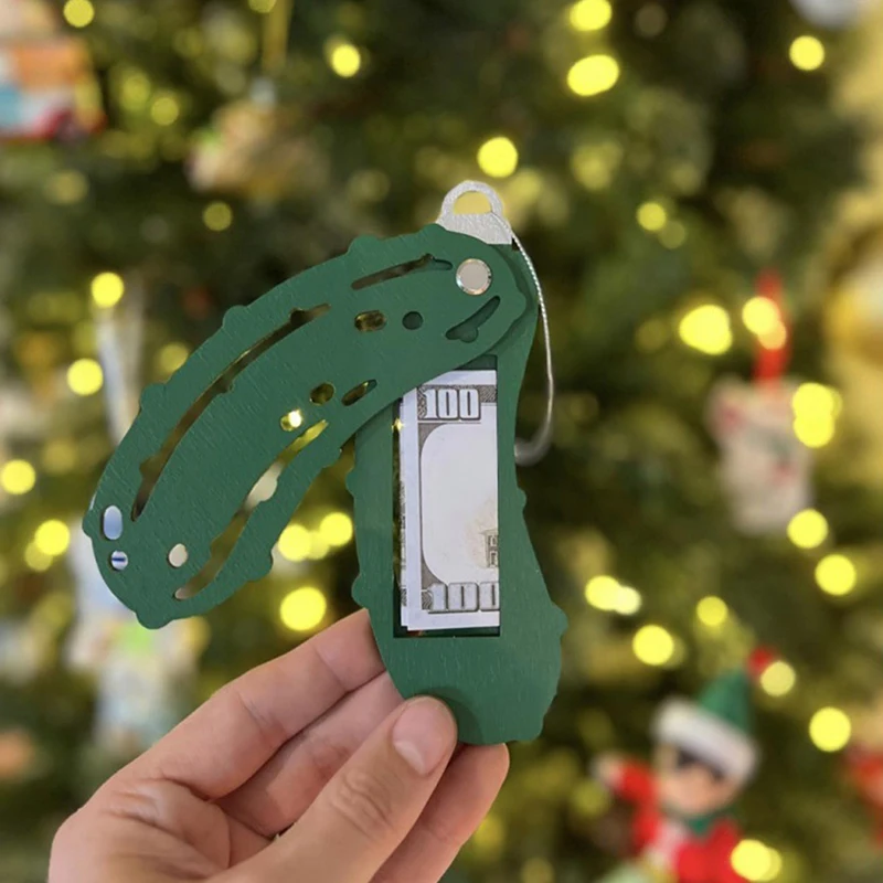 Christmas Unique Money Holders For Cash Traditional Christmas Pickle Ornament Cucumber Money Clip Christmas Tree Ornaments