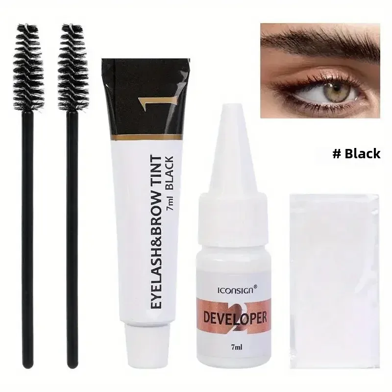 Kit de teinture semi-permanent pour cils et sourcils, 2 en 1, imperméable, teinte rapide, cosmétiques d'amélioration des sourcils longue durée