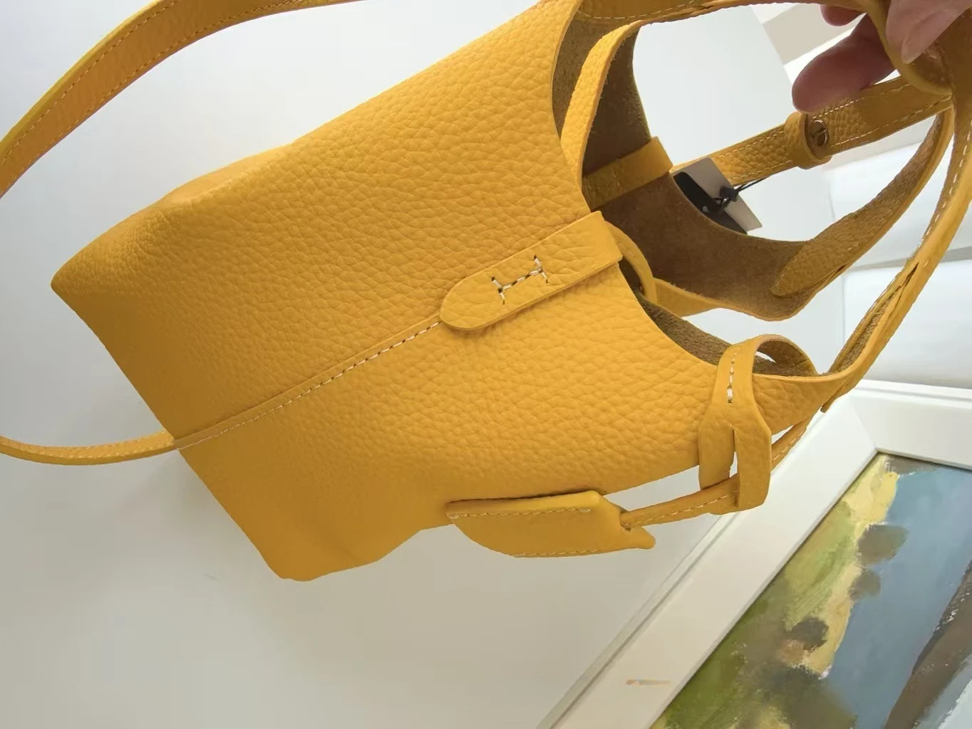 حقيبة سلة صغيرة جديدة من جلد البقر الليتشي الحبوب حقيبة يد Y2K كتف قطري محمول