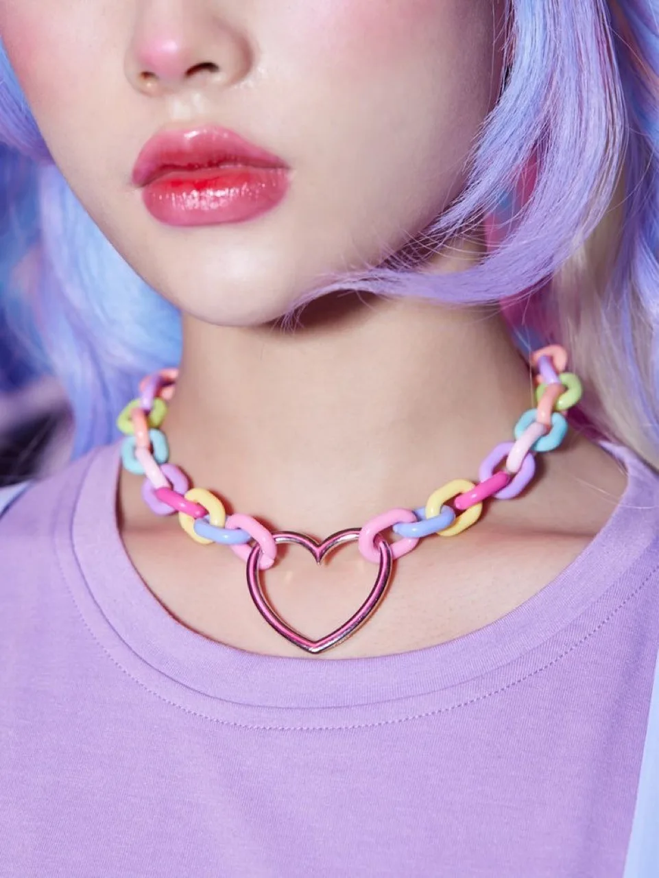 Y2K Jewelry Candy Color Resin Chain Peach Heart Pendant Necklace for Women Fashion Cute Harajuku Necklace Charm 90s Aesthetic