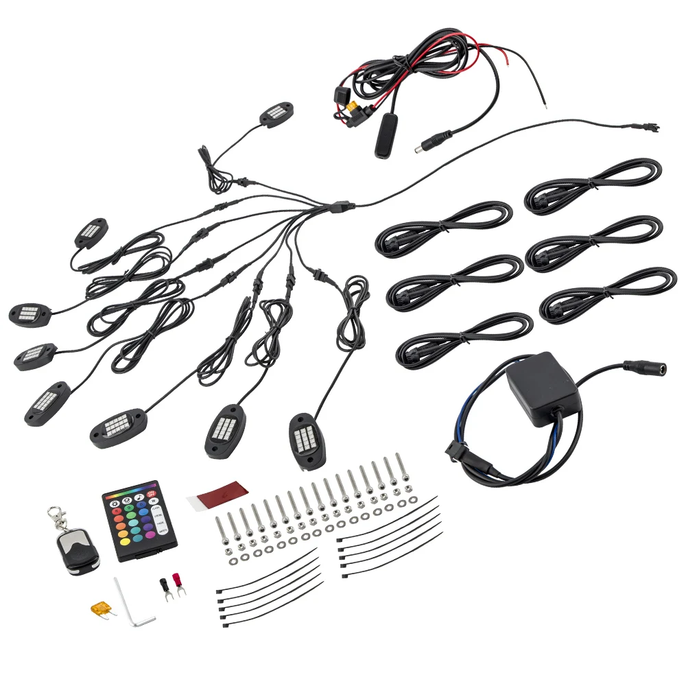 

8 светодиодных RGB-ламп для внедорожников с беспроводным управлением, подходят для ATV и UTV x8