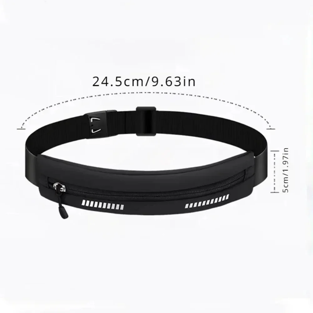 Sac de taille de course étanche-ceinture de fitness réglable avec support de téléphone et pochette à clés pour jogging/randonnée/voyage, réfléchissant