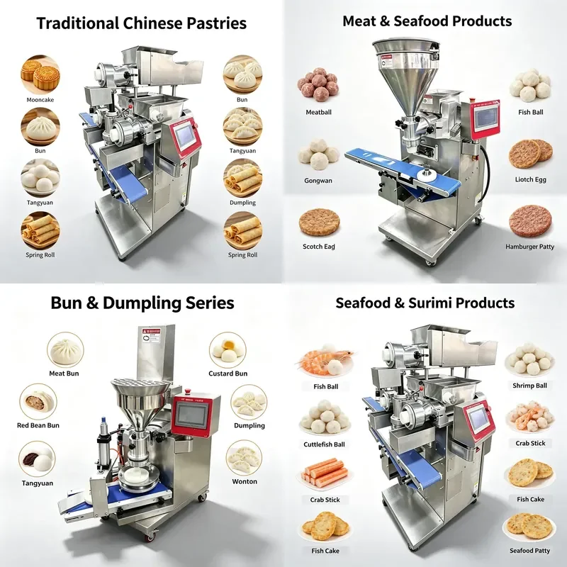 Commercial Double Hopper Stuffing Machine Automatic Double Filling Moon Cake Sandwich Biscuit Making Machine