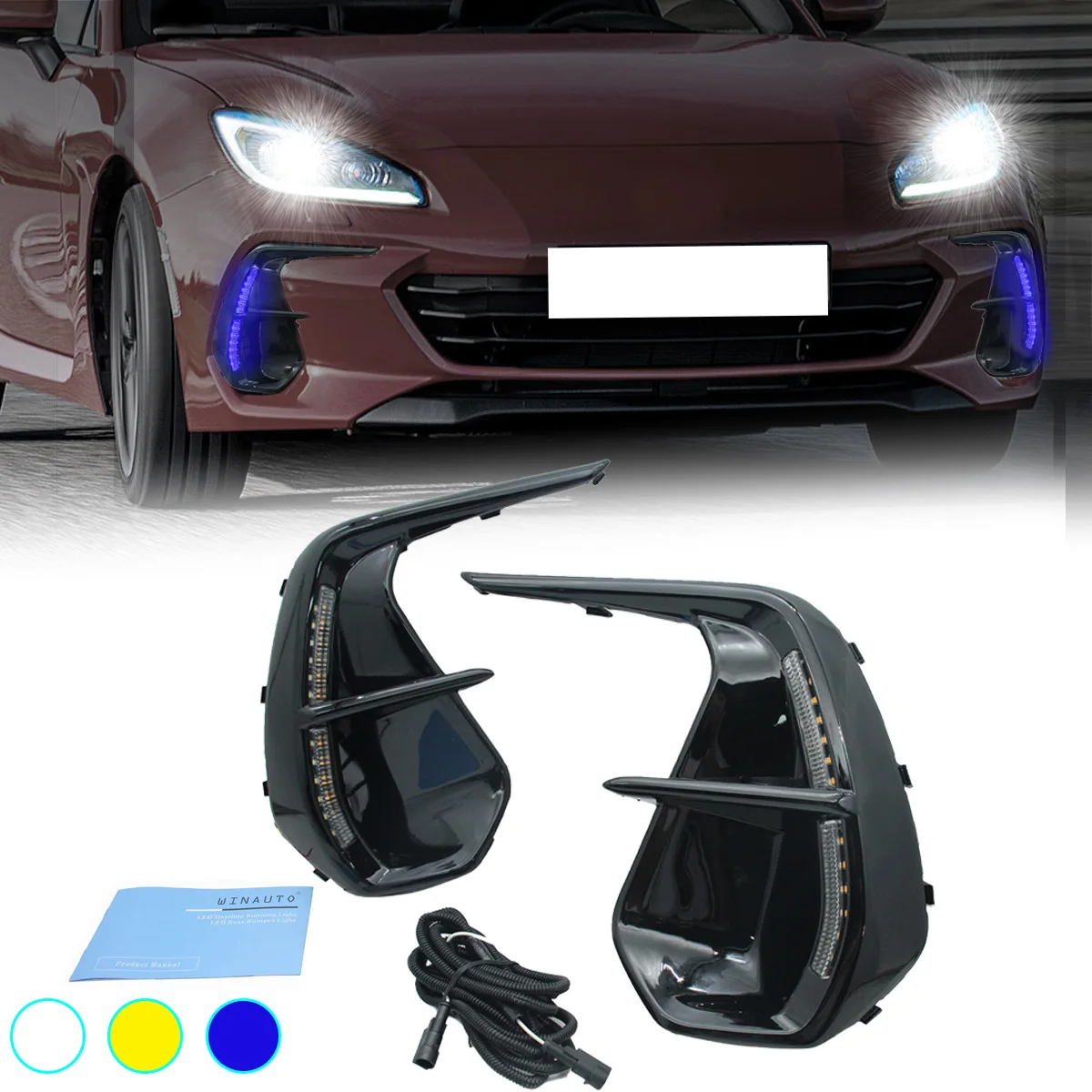 For Subaru BRZ 2023 LED daytime running lights, daytime running lights, fog lights, tri color cross-border