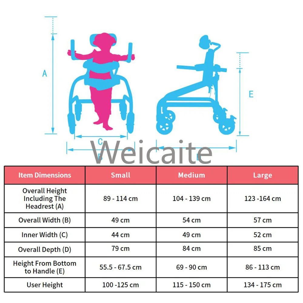 GT01 Paralhada Cerebral Ajustável Treinador de Gait Pediátrico Walker com Esquiências Especiais para Disabilidades Assento Infantil