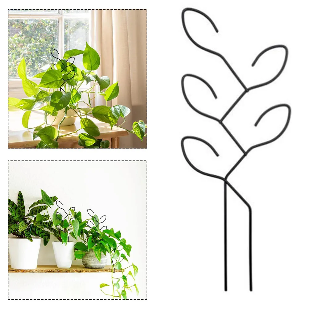 4Pcs Black Iron Plant Climbing Frame For Potted Vine Flower Support Garden Trellis Vertical Growing Rack Home Decor