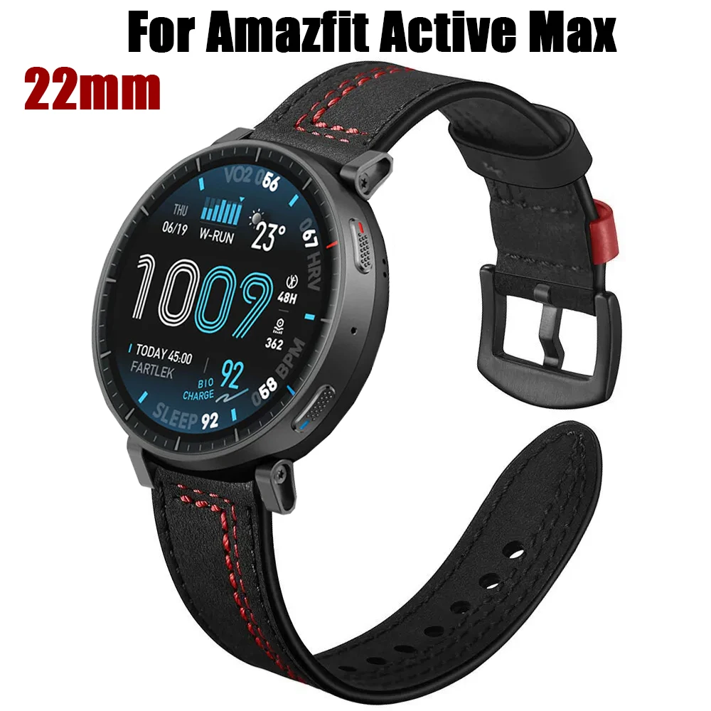 22mm Lederarmband für Amazfit Active Max Band Armband für Amazfit T-Rex 3 Pro 48mm/Bip 6 5/Balance 2 1 Uhrenarmband Zubehör
