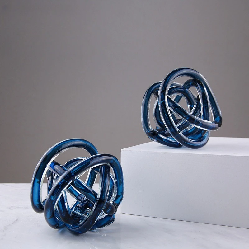 

Simple modern blue abstract strip glass jewelry model room living room, coffee table decoration ornament