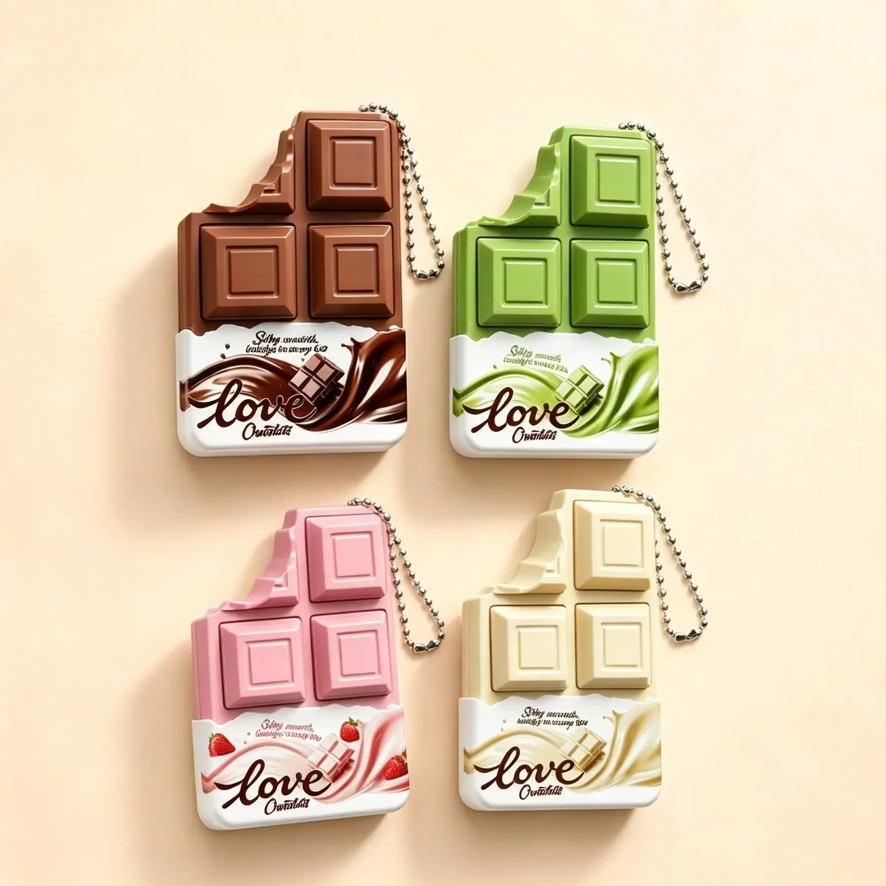 Chocolade Clicker Sleutelhanger Simulatie Chocolade Tactiele Drukknop Fidget Toy Draagbare Stressverlichting Tas Charme Nieuwe Cadeaus