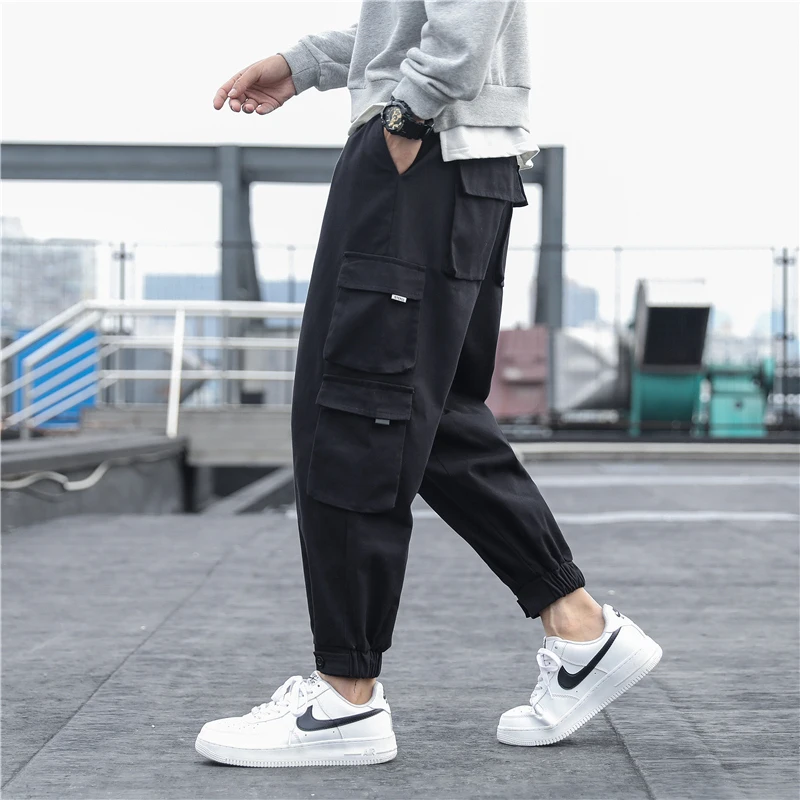 

Мужские брюки свободного кроя в стиле Харадзюку, новинка весны, большие размеры, повседневные, свободные, с манжетами, в уличном стиле